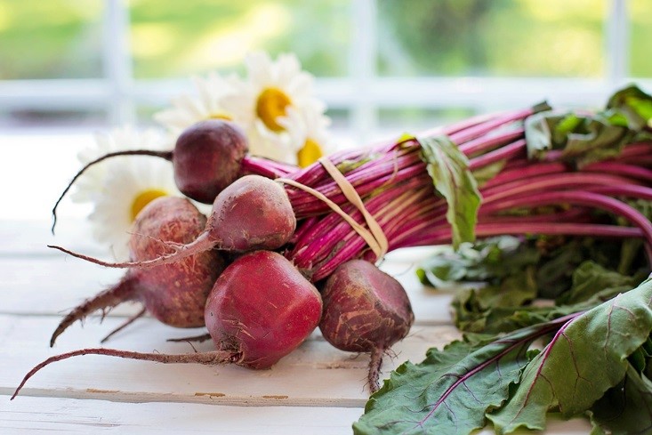 Beetroots kept on a table