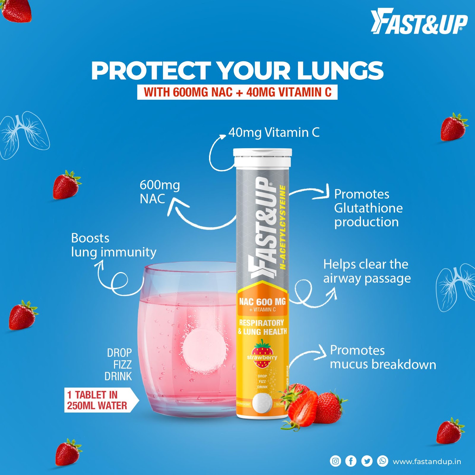 Fast&Up N- acetyl cysteine helps  to protect your lungs